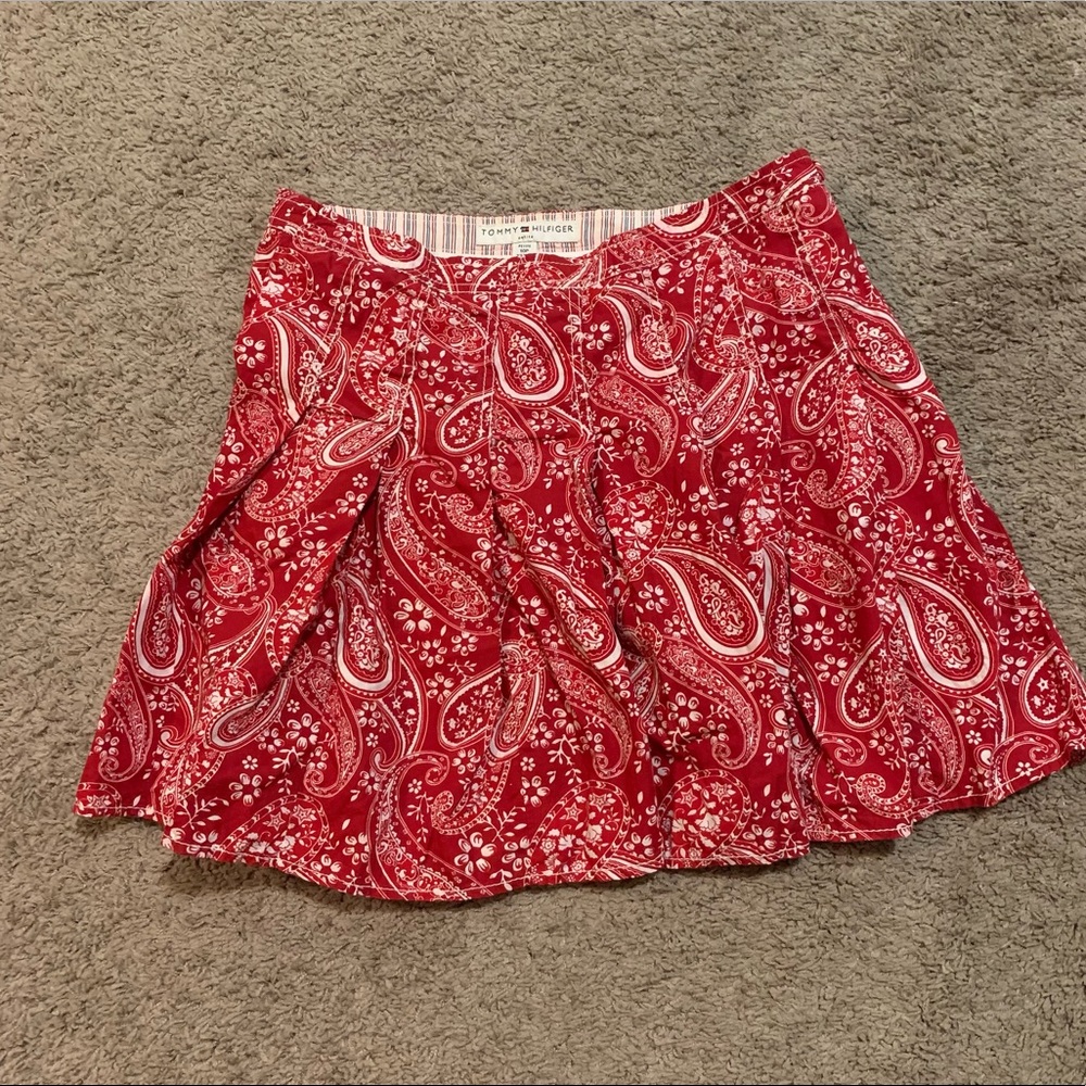 Tommy Hilfiger Red Bandanna Print Pleated Skirt 10 Petite